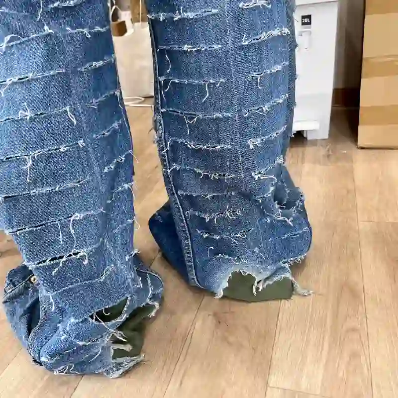 リメイクデニム背面クラッシュアップ