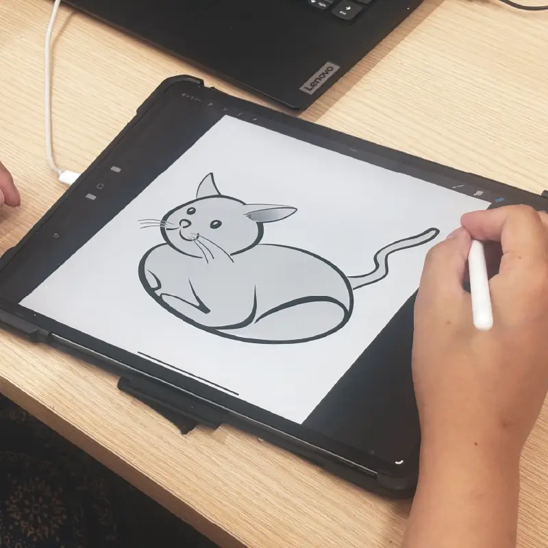 線のみで構成された猫のイラスト