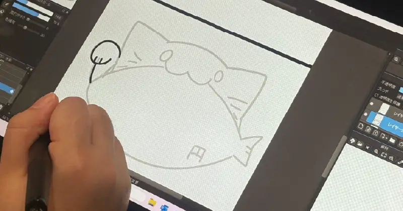 液タブで描く猫のイラスト—保護猫譲渡会用POP制作の一瞬