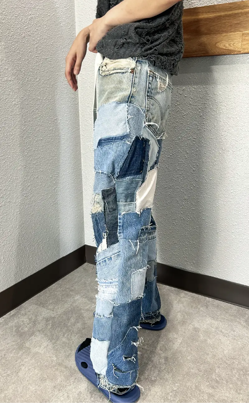 側面から見たリメイクデニム