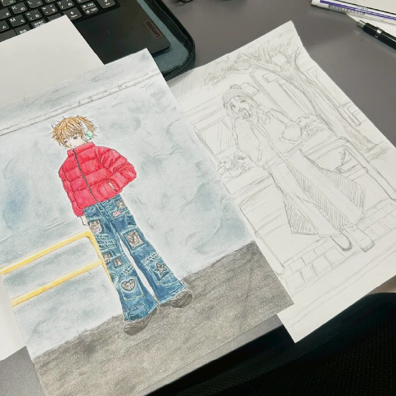 下書きと完成作品の比較