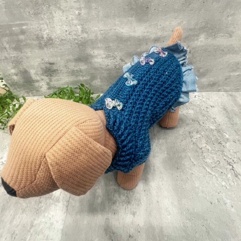 子犬にニット服を着せた着用イメージ